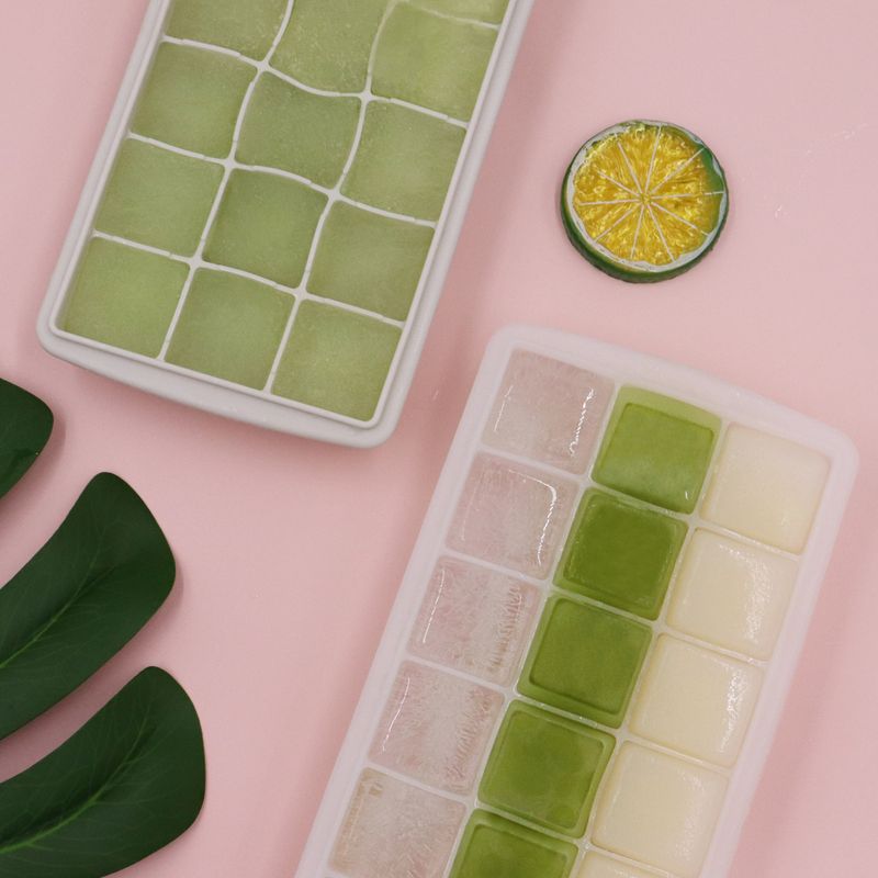 High Quality 15 Holes Removable Stackable Silicone Ice Cube Trays Molds with Lid for Freezer