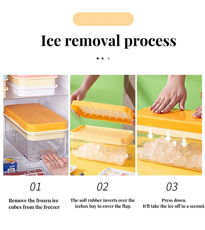 Silicone Ice Tray For Freezer With Ice Container Plastic Ice Cube Tray With Lid And Bin