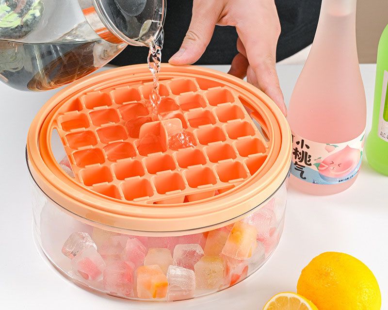 Ice Cube Trays Silicone Ice Trays for Freezer Easy to Release Ice Tray Molds for Whiskey Cool Drinks with Bin & Lid