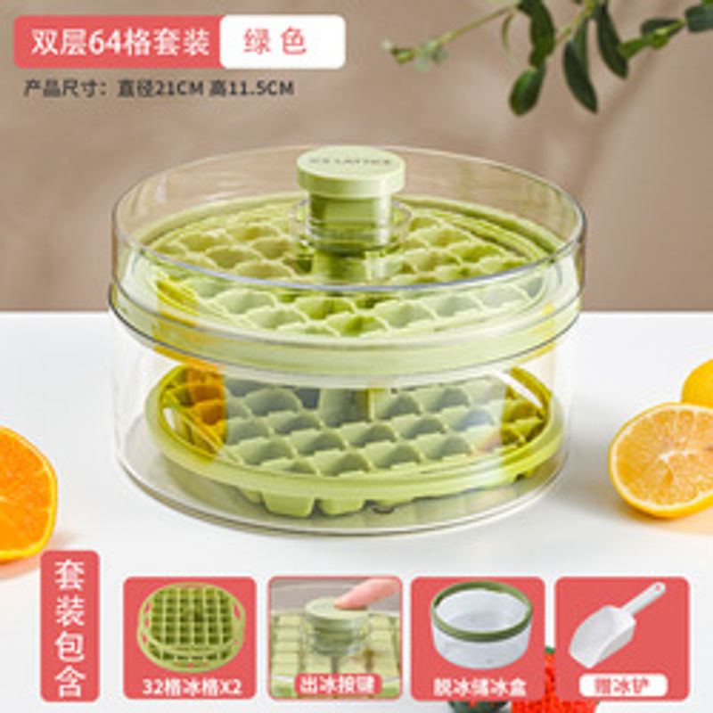 Press Type Ice Cube Maker, Ice Cube Trays with Lid and Storage Container, One Second Release All ice Cubes for Fruits Jelly