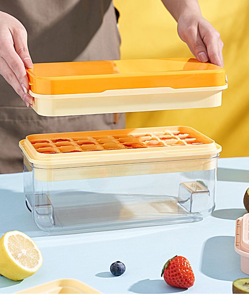 Silicone Ice Tray For Freezer With Ice Container Plastic Ice Cube Tray With Lid And Bin