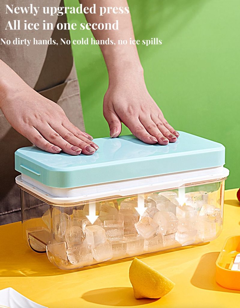 Silicone Ice Tray For Freezer With Ice Container Plastic Ice Cube Tray With Lid And Bin