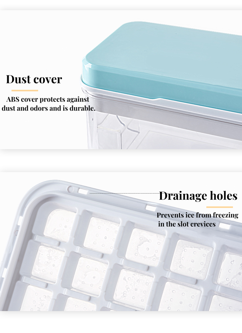 Silicone Ice Tray For Freezer With Ice Container Plastic Ice Cube Tray With Lid And Bin