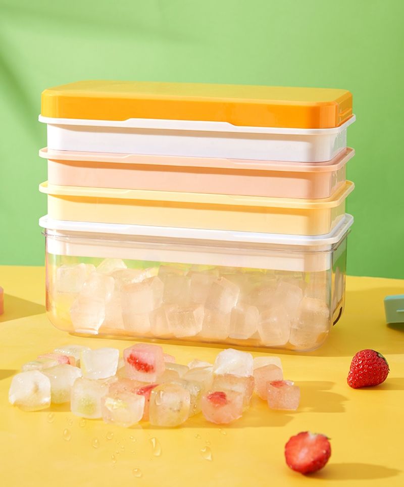 Silicone Ice Tray For Freezer With Ice Container Plastic Ice Cube Tray With Lid And Bin