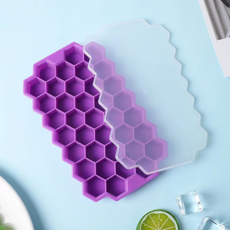 DIY custom silicone ice cube trays molds silicone 32 pieces honey comb ice with lids