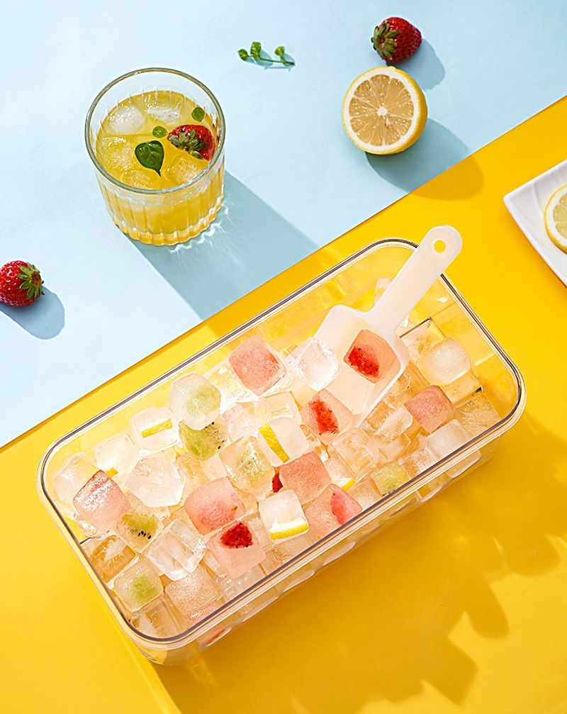 Silicone Ice Tray For Freezer With Ice Container Plastic Ice Cube Tray With Lid And Bin