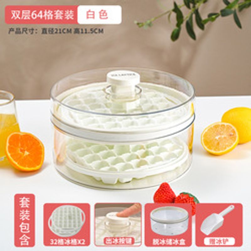 Press Type Ice Cube Maker, Ice Cube Trays with Lid and Storage Container, One Second Release All ice Cubes for Fruits Jelly