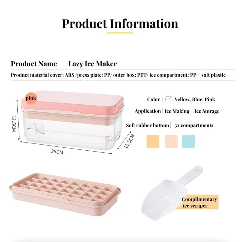 Silicone Ice Tray For Freezer With Ice Container Plastic Ice Cube Tray With Lid And Bin