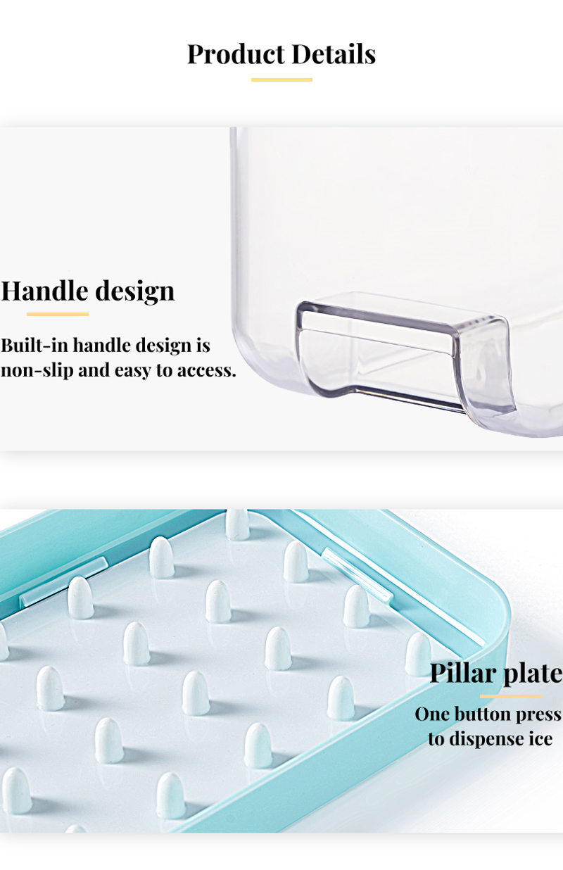 Silicone Ice Tray For Freezer With Ice Container Plastic Ice Cube Tray With Lid And Bin