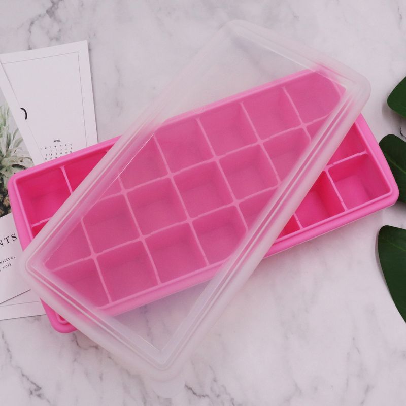 High Quality 15 Holes Removable Stackable Silicone Ice Cube Trays Molds with Lid for Freezer