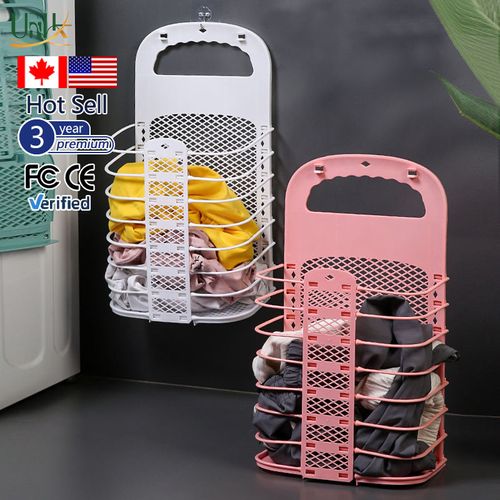 Hanging plastic space - saving laundry basket, foldable, foldable laundry basket, wall - mounted, foldable bathroom storage basket