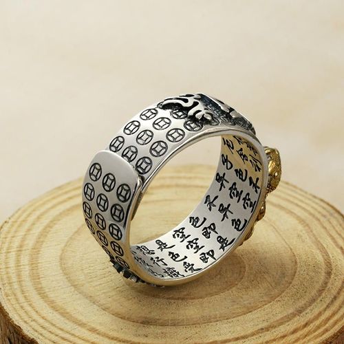 Silver-Plated Pixiu Adjustable Open Ring