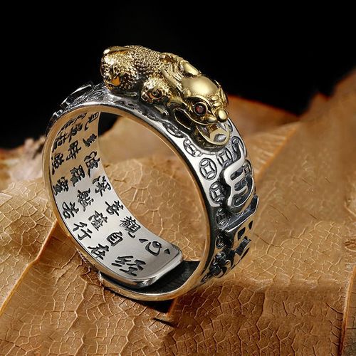 Silver-Plated Pixiu Adjustable Open Ring