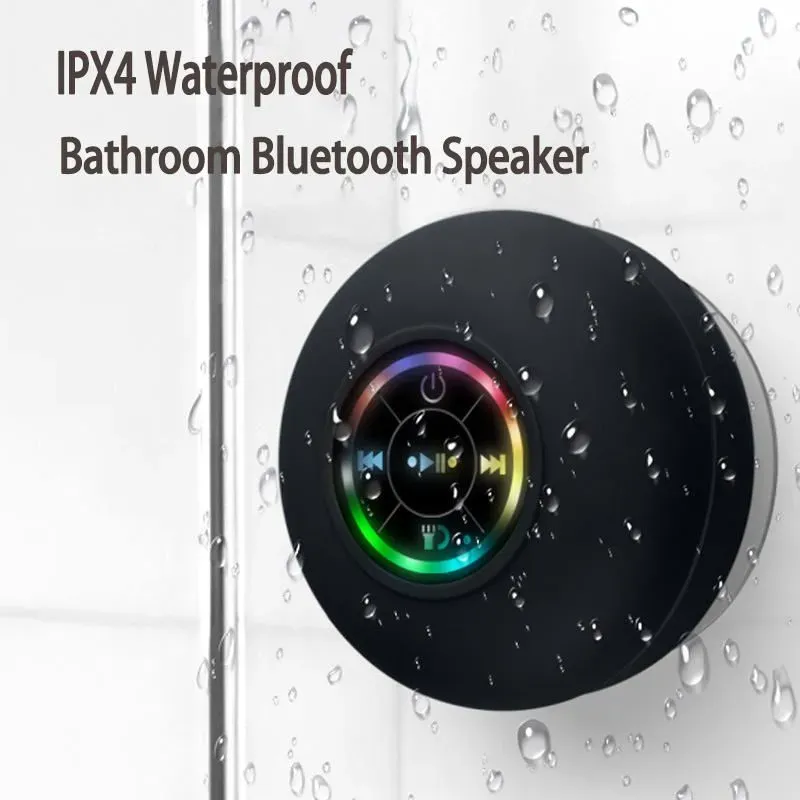 Hot-Selling Mini Waterproof Wireless Bluetooth Speaker — Clear Sound Quality, Suction Cup Fixing, LED Light, IPX4 Waterproof Rating, Supports USB Charging, Colors Shipped Randomly