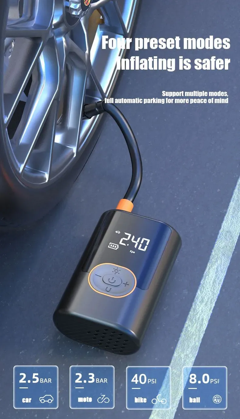 2025 latest wireless USB high-pressure portable car electric air pump