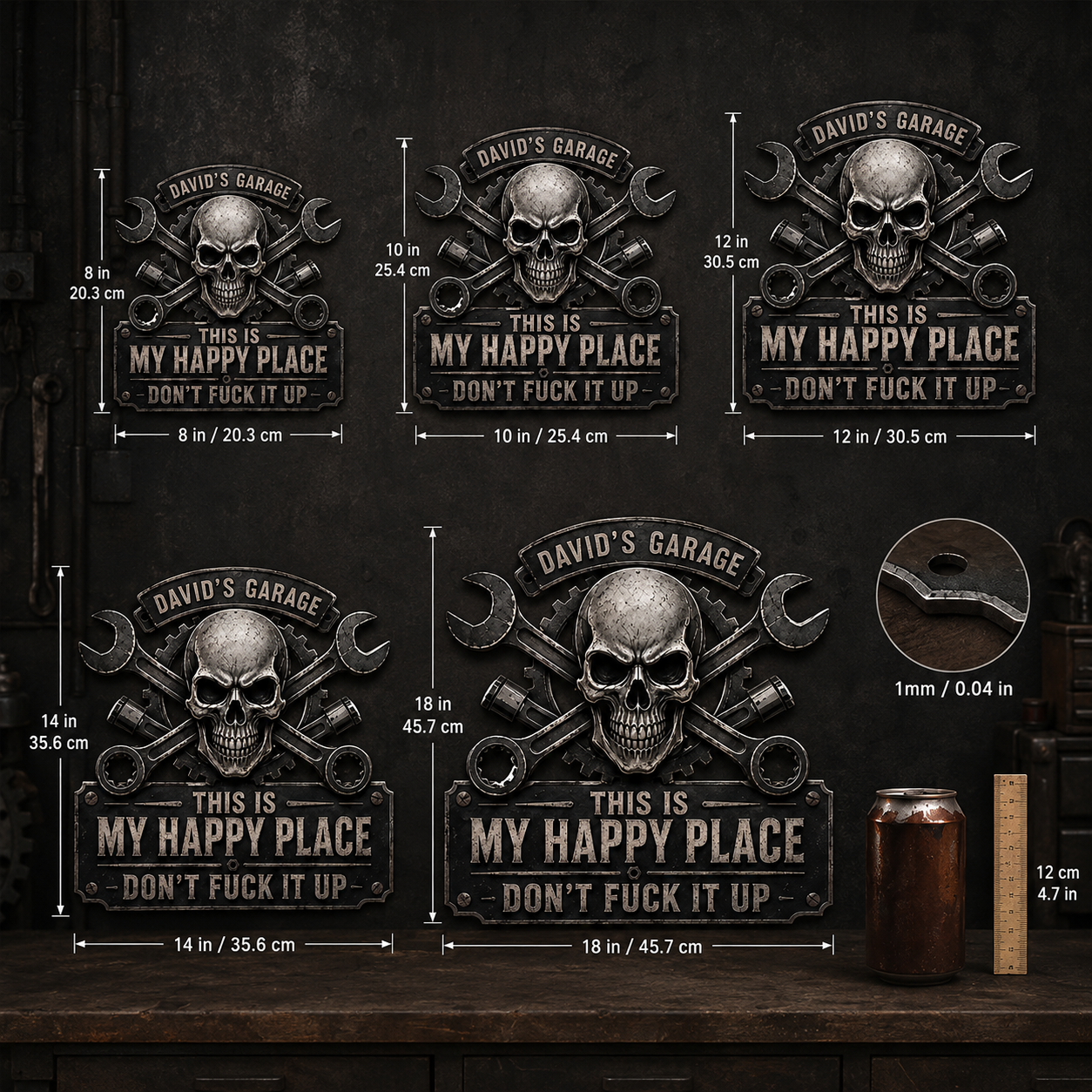 Personalized garage sign size guide
