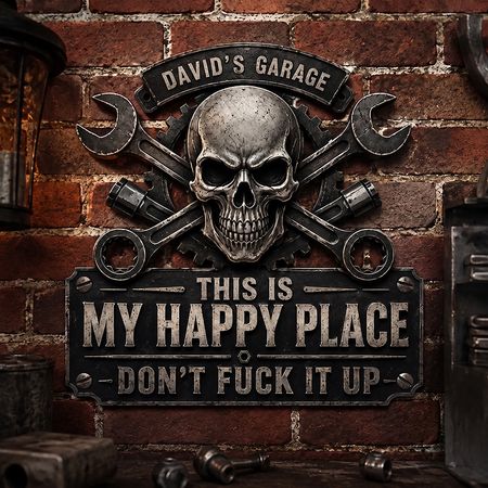 This Is My Happy Place - Funny Garage Sign For Him - Personalized Metal Sign