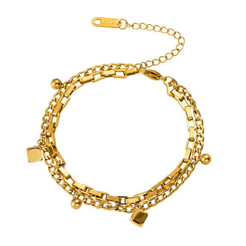 Stainless Steel 18K Gold Double-Layer Octagonal Chain New Online Explosion Bracelet