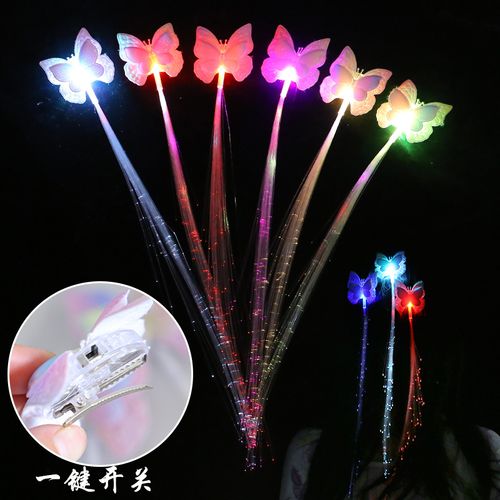 LED colorful light-up butterfly braids - bar, party, festival supplies, flash braids