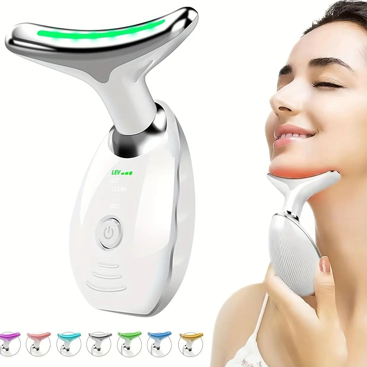 7LED Color Vibrating Neck Device Beauty Gift, neck and face skin massager, 1 piece set portable usb charging, electric Facial massage tool, feminine massager, skin care comfort products suitable for women gifts