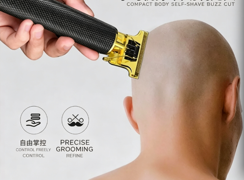 Golden Rolling Flower Multifunctional Hair Clipper Electric Push Clipper Strong Long Range Electric Thruster Aluminum Alloy Detachable Strong Range