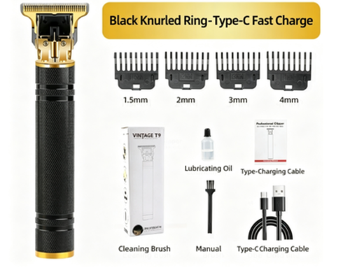 Golden Rolling Flower Multifunctional Hair Clipper Electric Push Clipper Strong Long Range Electric Thruster Aluminum Alloy Detachable Strong Range