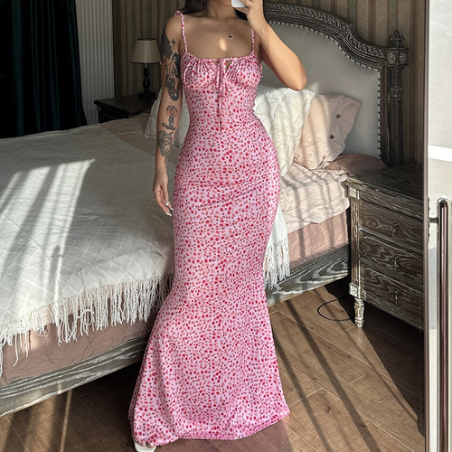 Small Floral Spaghetti Strap Maxi Dress