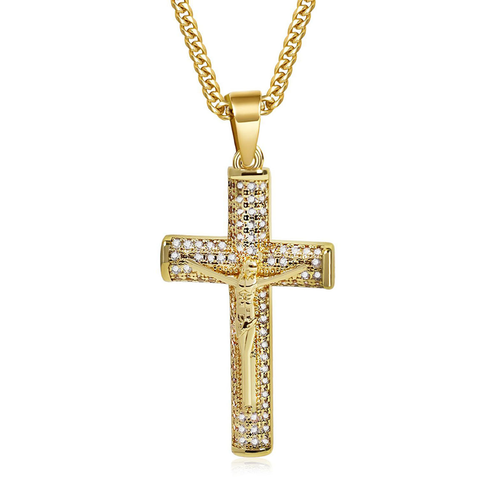 Diamond cross full of diamonds hand-painted NK side chain necklace and pendant hip-hop fashion
