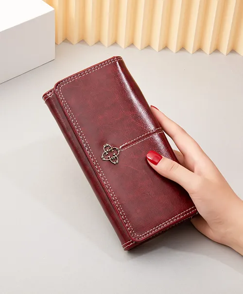Women's Long Zip Wallet – Burgundy