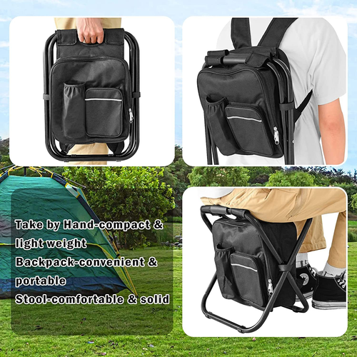 Multifunctional Folding Insulated Refrigeration Camping Stool Backpack