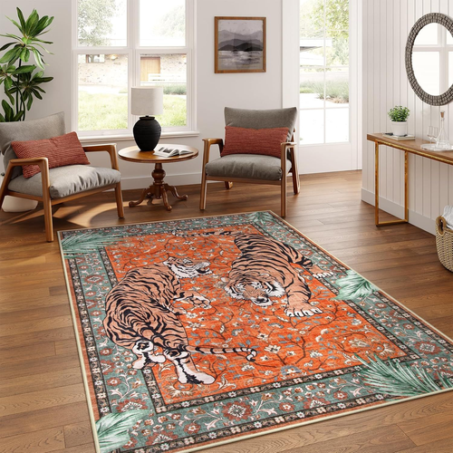 Vintage Ethnic Tiger Floral Carpet