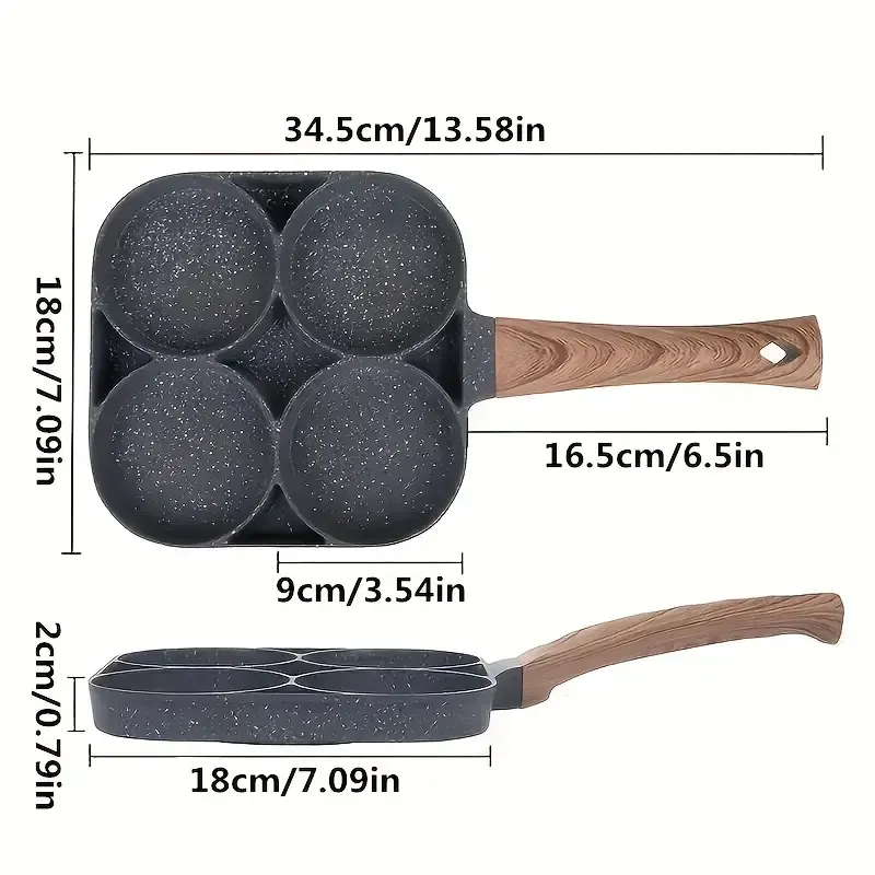 4-Hole Non-Stick Frying Pan Made of Maifan Stone