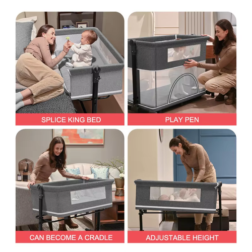 3 in 1 Baby Bed Play Pen Cradle with Adjustable Height