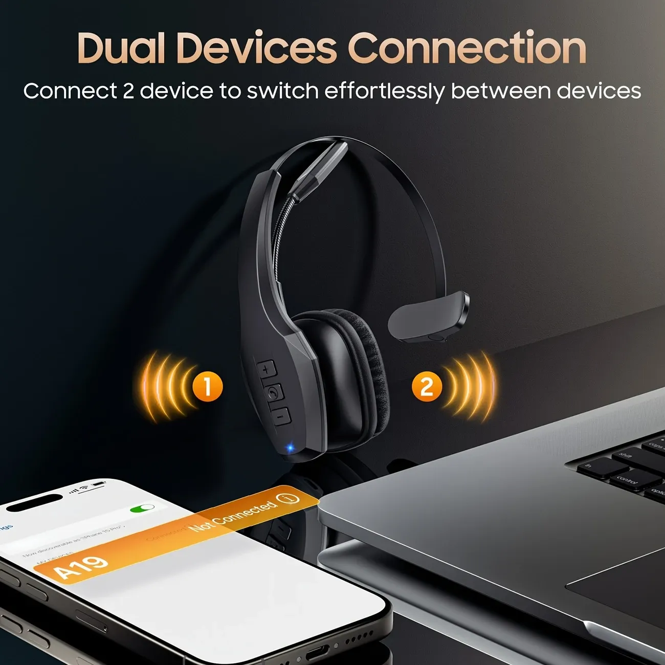 ProTruck Wireless Headset - 55Hrs Long-Lasting Battery Life