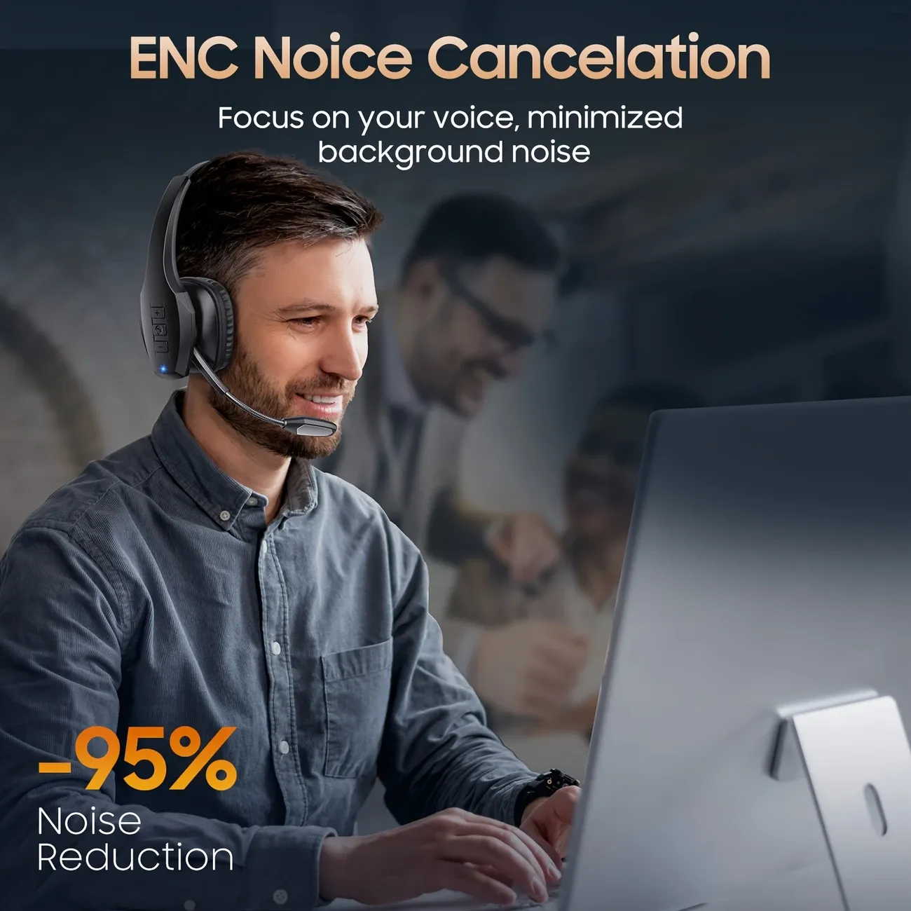 ProTruck Wireless Headset - 55Hrs Long-Lasting Battery Life