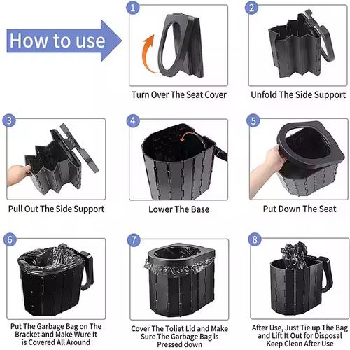2-Pack Foldable Portable Camping Toilets