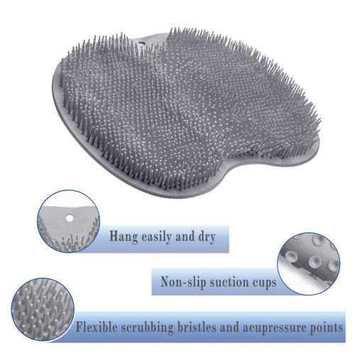 3-pack lazy foot rub, back rub, bathroom massage, bath exfoliation, foot washing, foot brushing, silicone bath mat, non-slip bath mat