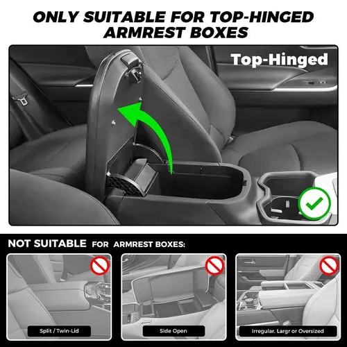Car Armrest Cushion with Storage & Cup Holder