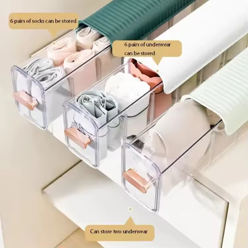 2-Pack Wall Mounted Drawer Type Underwear Socks Organizer Storage Box