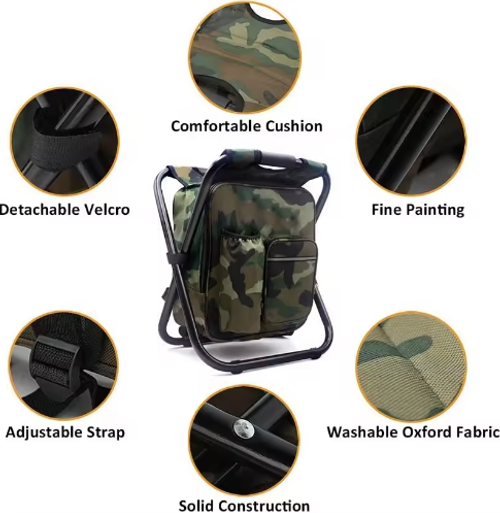 Multifunctional Folding Insulated Refrigeration Camping Stool Backpack