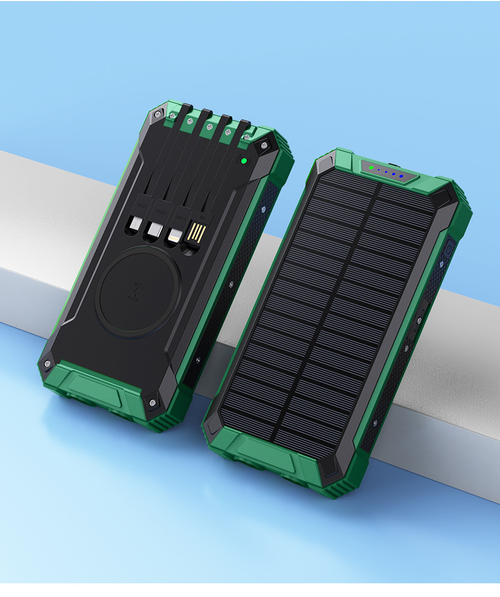 20000mAh LED Light Solar Power Bank 4 Cables Included