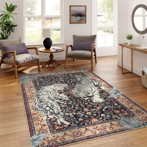 Vintage Ethnic Tiger Floral Carpet