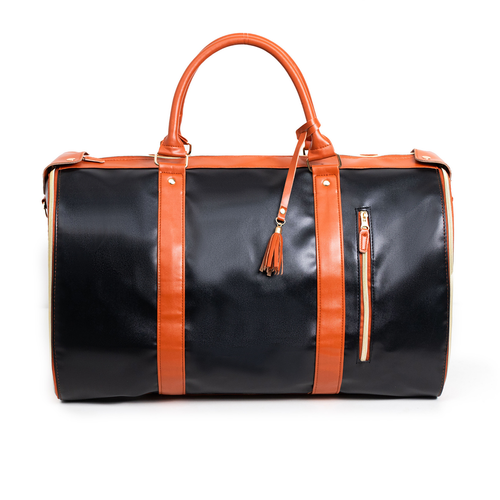 Versatile Foldable Leather Travel Tote Bag with Organizer