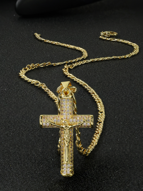 Diamond cross full of diamonds hand-painted NK side chain necklace and pendant hip-hop fashion