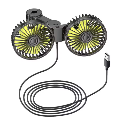 Dual Head Rotatable Car Rear Seat Fan