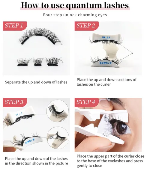 Reusable Magnetic False Eyelash Band with Tweezers