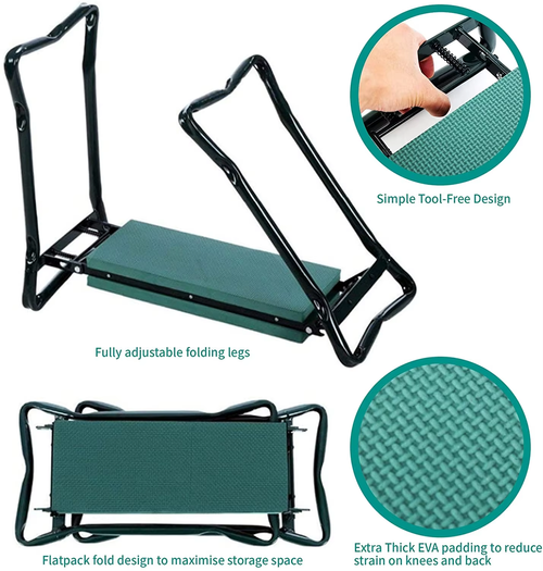 Foldable Garden Kneeler Seat with Storage Pouch