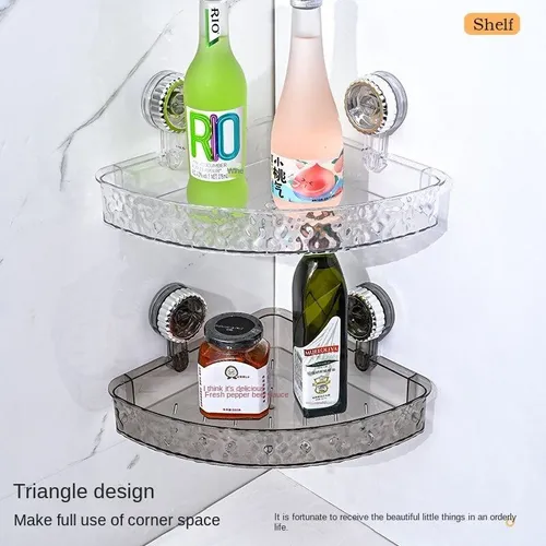 Transparent Suction-Cup Corner Storage Rack