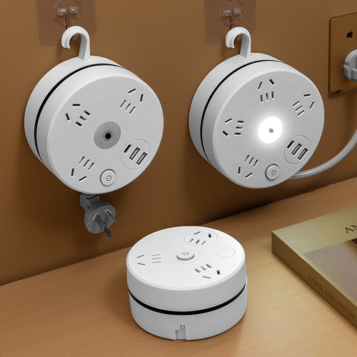 1.8m 2USB Wall Mountable Cable Storage Power Strip with Night Light