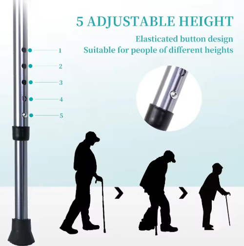 Multi Functional Foldable Height Adjustable  Mobility Aid Walking Stick Seat